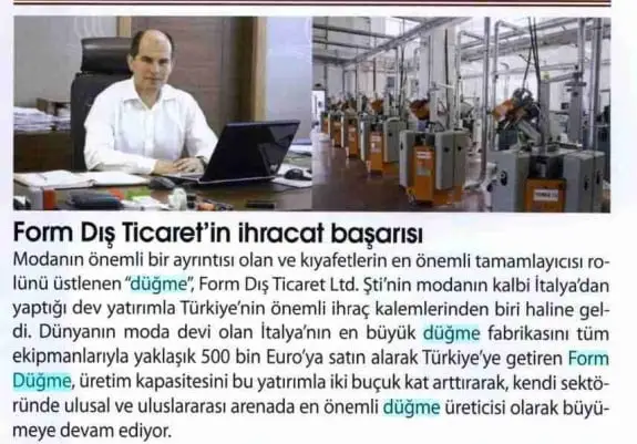 Haberin taranmış hali: Form Dış Ticaret'in İhracat Başarısı