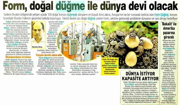 Haberin taranmış hali: Form, Doğal Düğme ile Dünya Devi Olacak /Posta Gazetesi
