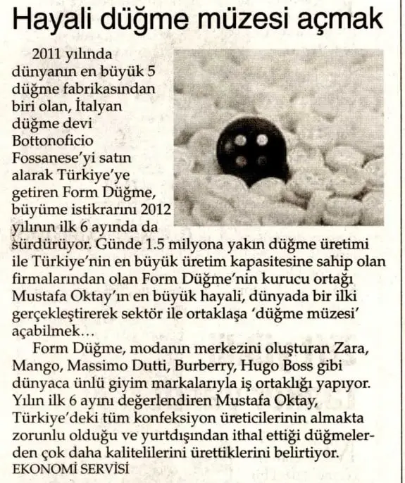 Haberin taranmış hali: Hayali Düğme Müzesi Açmak / Yeni Mesaj Gazetesi
