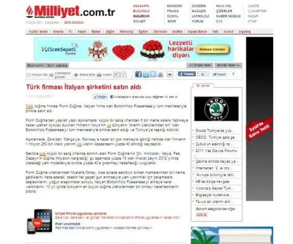 Haberin taranmış hali: Türk Firması İtalyan Şirketini Satın Aldı/Milliyet Online