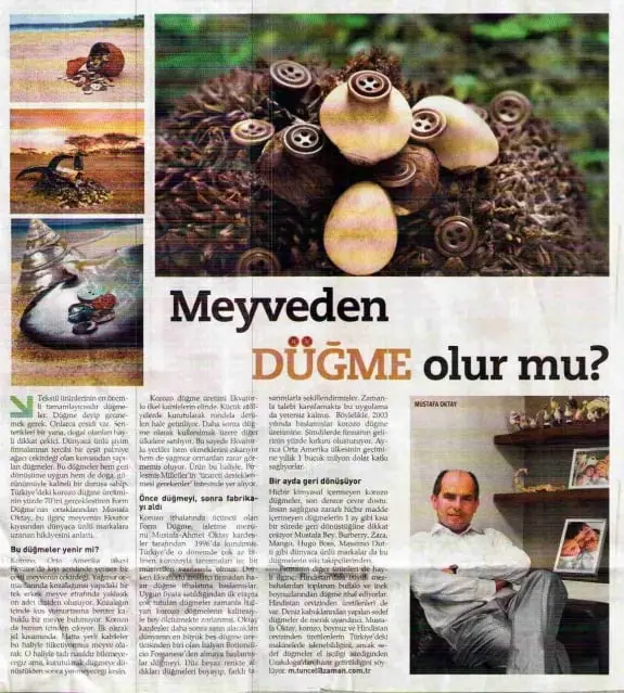Haberin taranmış hali: Meyveden Düğme Olur Mu ? /Zaman Gazetesi
