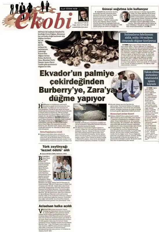 Haberin taranmış hali: Ekvador'un Palmiye Çekirdeğinden Burberry ve Zara'ya Düğme Yapıyor /Hürriyet