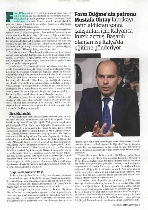 Haberin taranmış hali: Hiç Hesapta Yokken Düğme Kralı Oldular/CNBC-e Dergisi