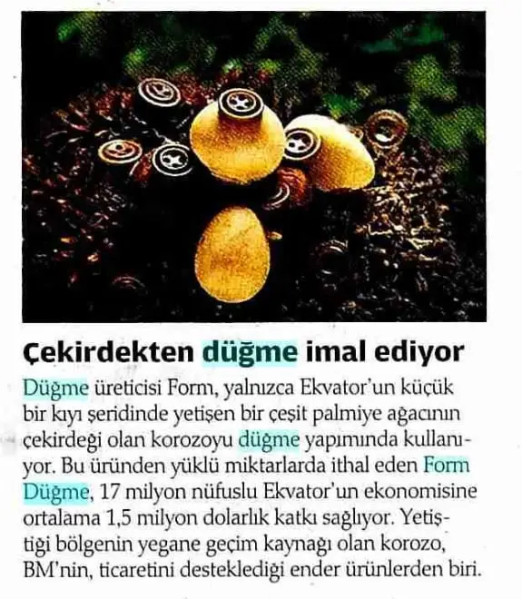 Haberin taranmış hali: Çekirdekten Düğme İmal Ediyor/Zaman Gazetesi