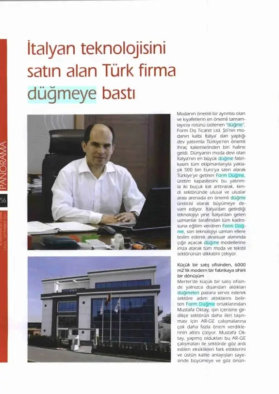 Haberin taranmış hali: İtalyan Teknolojisini Satın Alan Türk Firması Düğmeye Bastı/Konfeksiyon Teknik