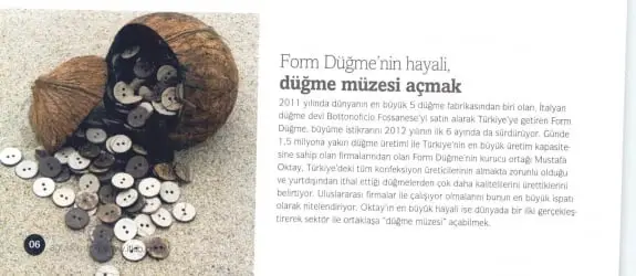 Haberin taranmış hali: Form Düğme'nin Hayali Düğme Müzesi Açmak /Hedef Dergisi