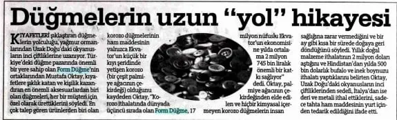 Haberin taranmış hali: Düğmelerin Uzun Yol Hikayesi/Bursa Gerçek Gazetesi