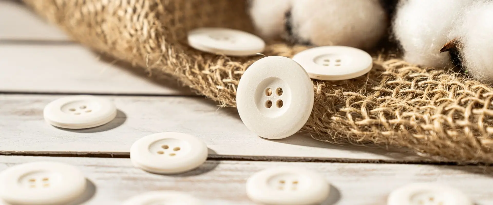 Cotton buttons, product photograph
