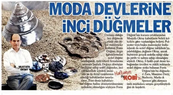 Haberin taranmış hali: Moda Devlerine İnci Düğmeler /Yeni Şafak Gazetesi