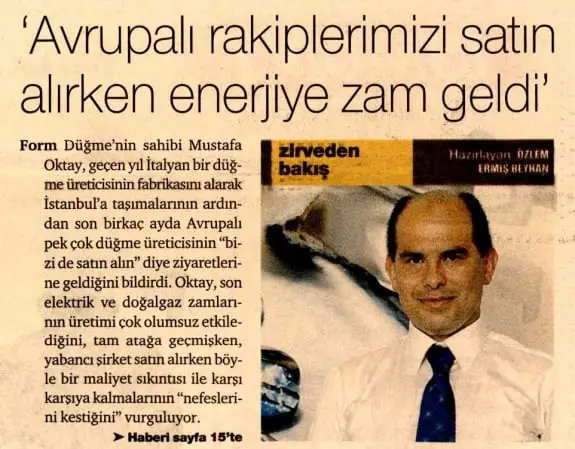 Haberin taranmış hali: Avrupalı Rakibimizi Satın Alırken Enerjiye Zam Geldi /Dünya Gazetesi