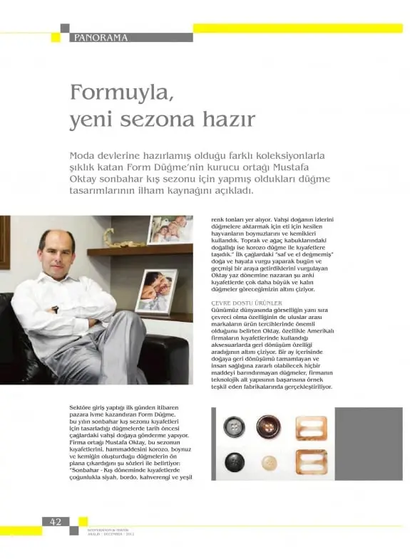 Haberin taranmış hali: Formuyla, Yeni Sezona Hazır/Konfeksiyon Teknik Dergisi