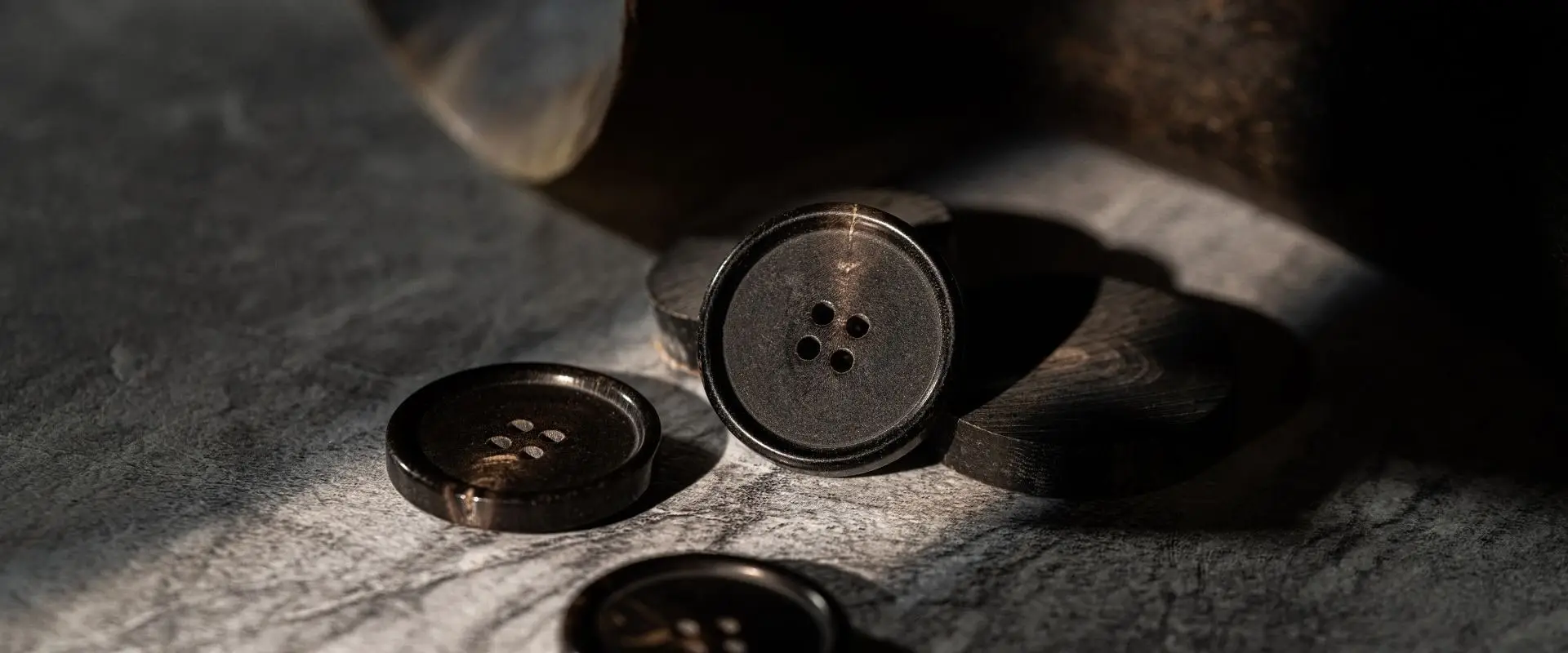 Horn buttons, product photograph