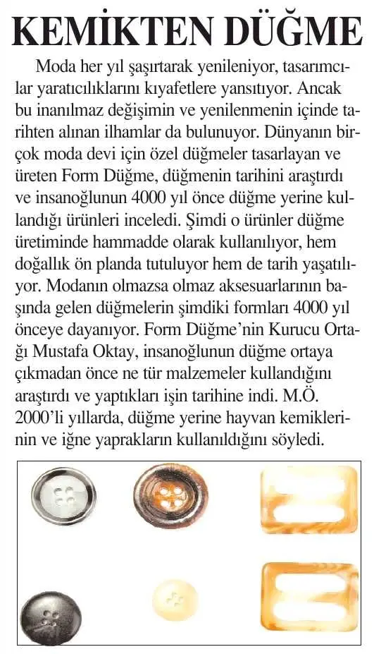 Haberin taranmış hali: Kemikten Düğme /İstanbul Gazetesi