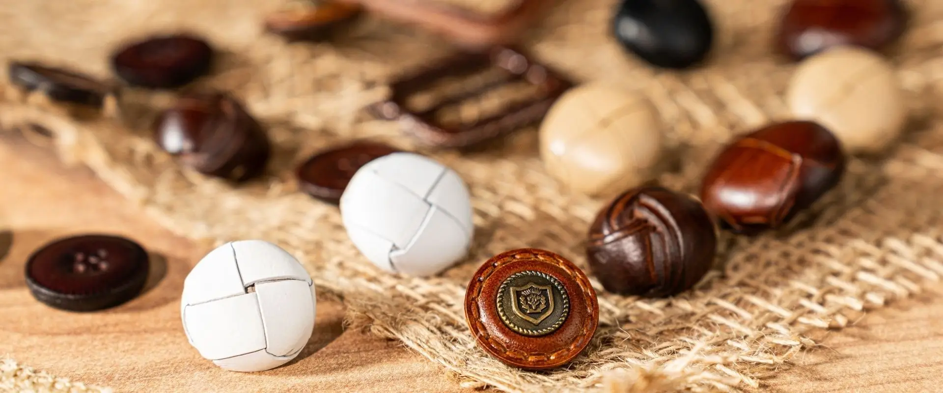 Leather buttons, product photograph