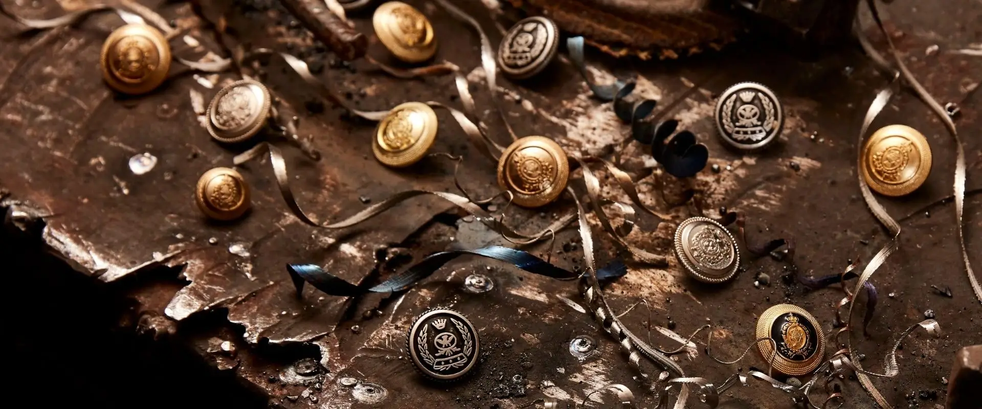 Metal buttons, product photograph