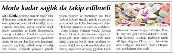 Haberin taranmış hali: Moda Kadar Sağlık da Takip Edilmeli - Ortadoğu Gazetesi