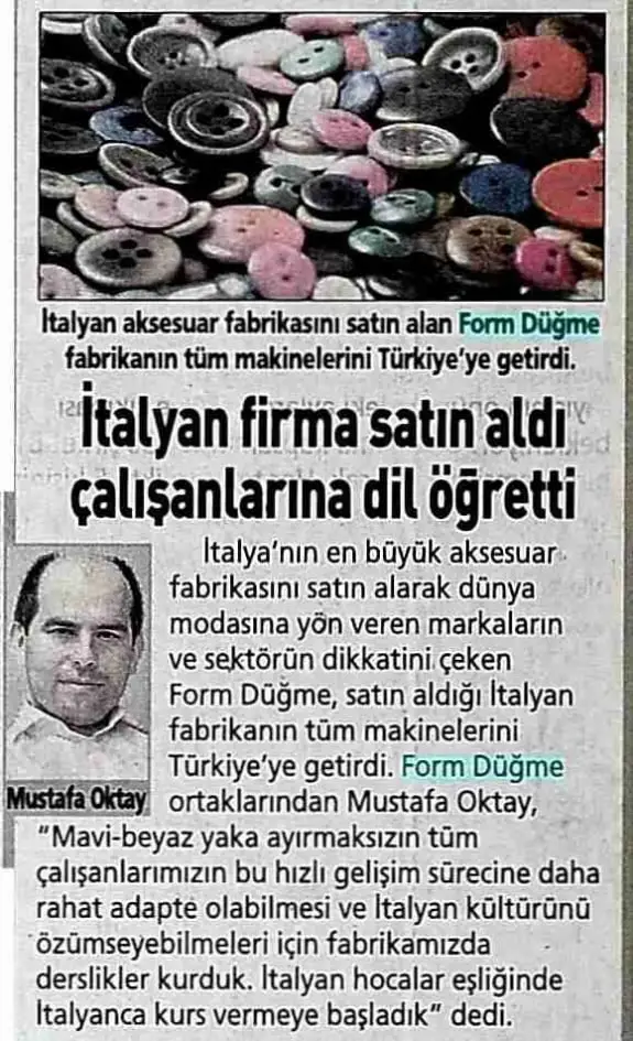Haberin taranmış hali: İtalyan Firma Satın Aldı, Çalışanlarına Dil Öğretti /Posta Gazetesi