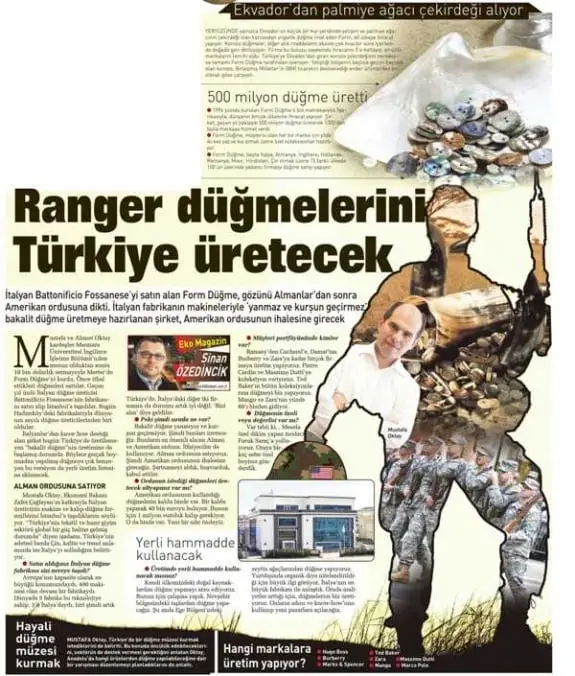 Haberin taranmış hali: Ranger Düğmelerini Türkiye Üretecek