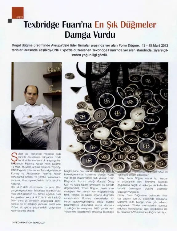 Haberin taranmış hali: Texbridge Fuarı'na En Şık Düğmeler Damga Vurdu /Tekstil ve Konfeksiyon Dergisi