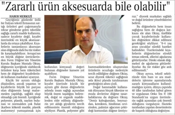 Haberin taranmış hali: Zararlı Ürün Aksesuarda Bile Olabilir Ticaret Gazetesi - İzmir