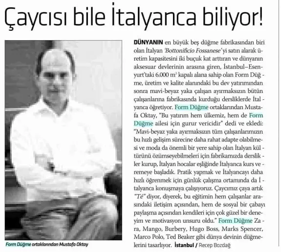 Haberin taranmış hali: Çaycısı bile İtalyanca biliyor!/Yeni Asya Gazetesi